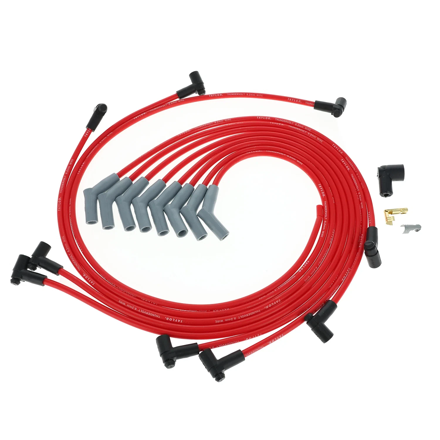 Spark Plug Wire Set Universal 8.2mm Silicone Thundervolt 40 ohm_ft Red 86232